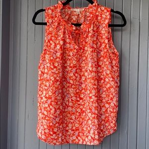 Orange floral short sleeve blouse
